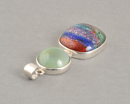 Mirage Dichroic Pendant #8–Sterling Silver Color-Changing Glass Pendant–25x39mm Mood Jewelry-One of A Kind