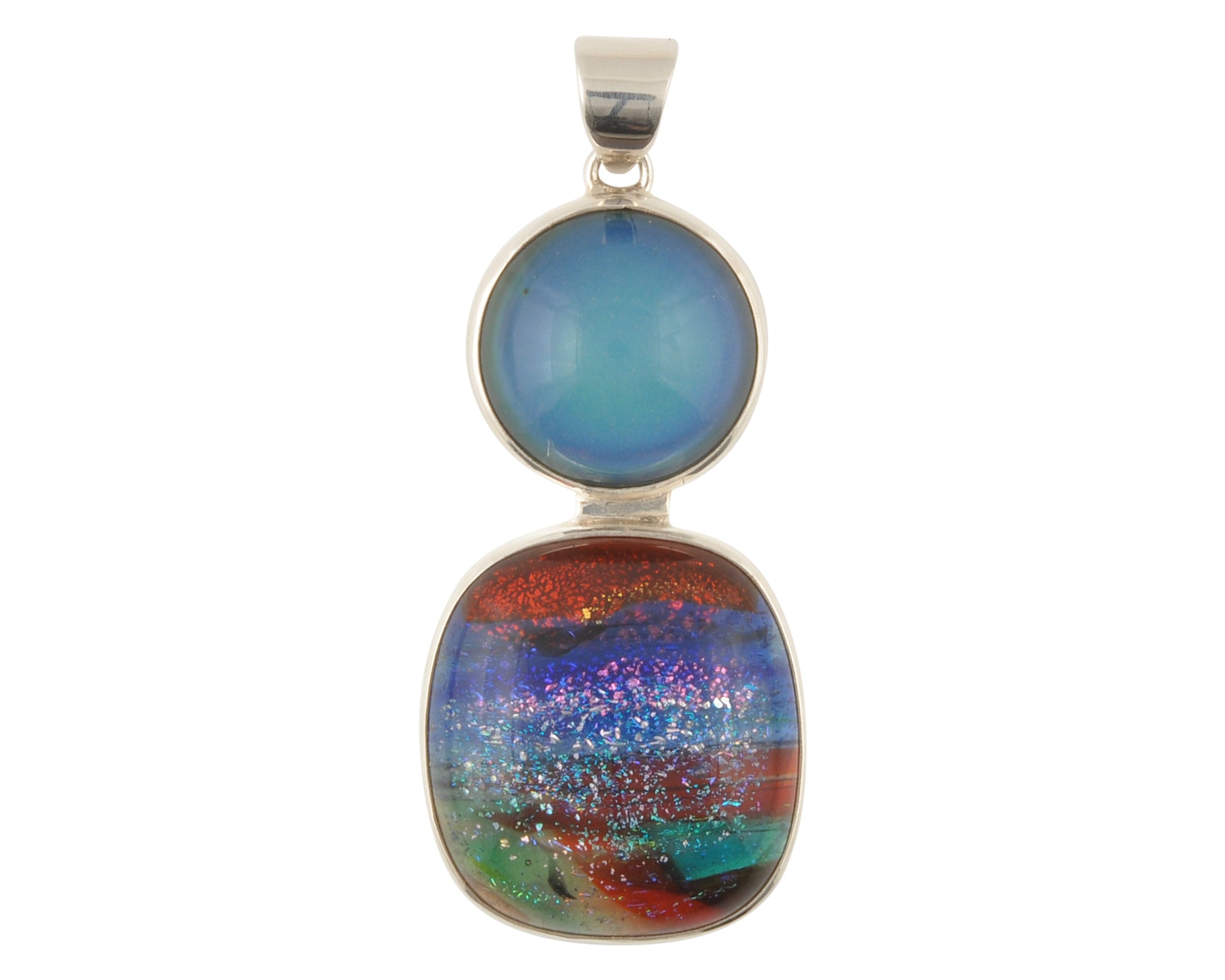 Mirage Dichroic Pendant #8–Sterling Silver Color-Changing Glass Pendant–25x39mm Mood Jewelry-One of A Kind