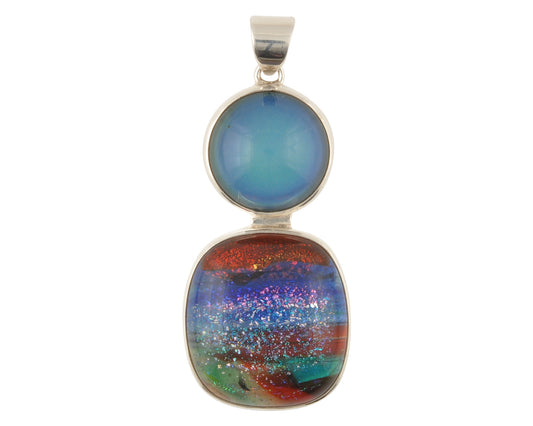 Mirage Dichroic Pendant #8–Sterling Silver Color-Changing Glass Pendant–25x39mm Mood Jewelry-One of A Kind
