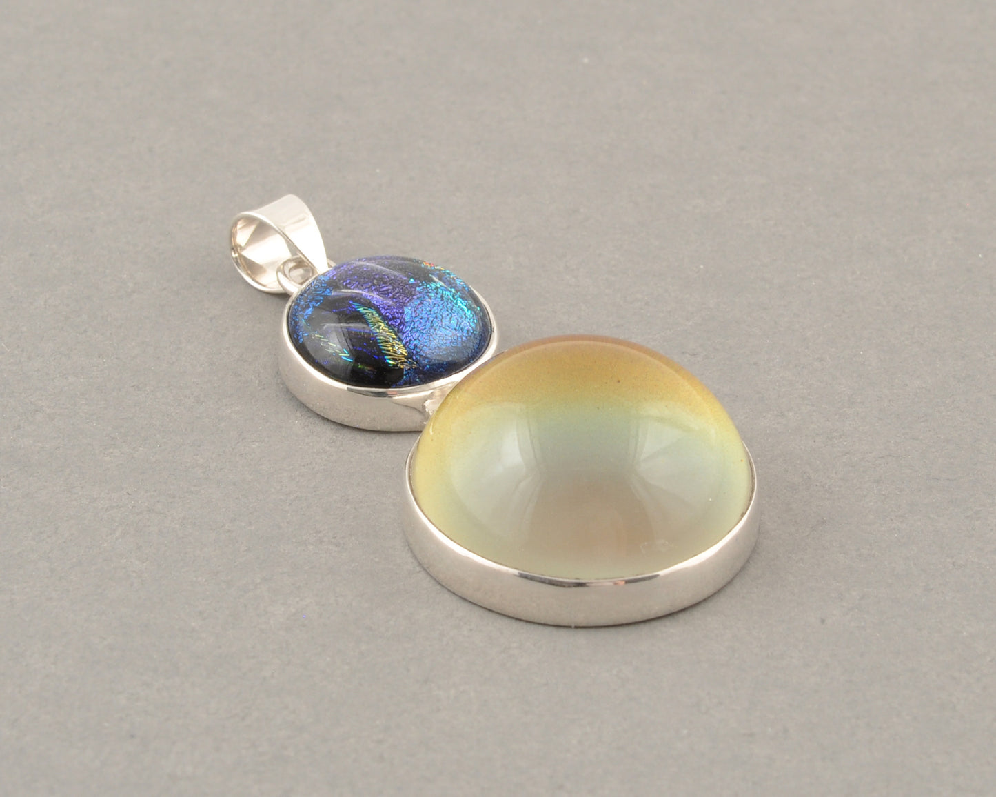 Mirage Dichroic Pendant #3–Sterling Silver Color-Changing Glass Pendant–25x39mm Mood Jewelry-One of A Kind