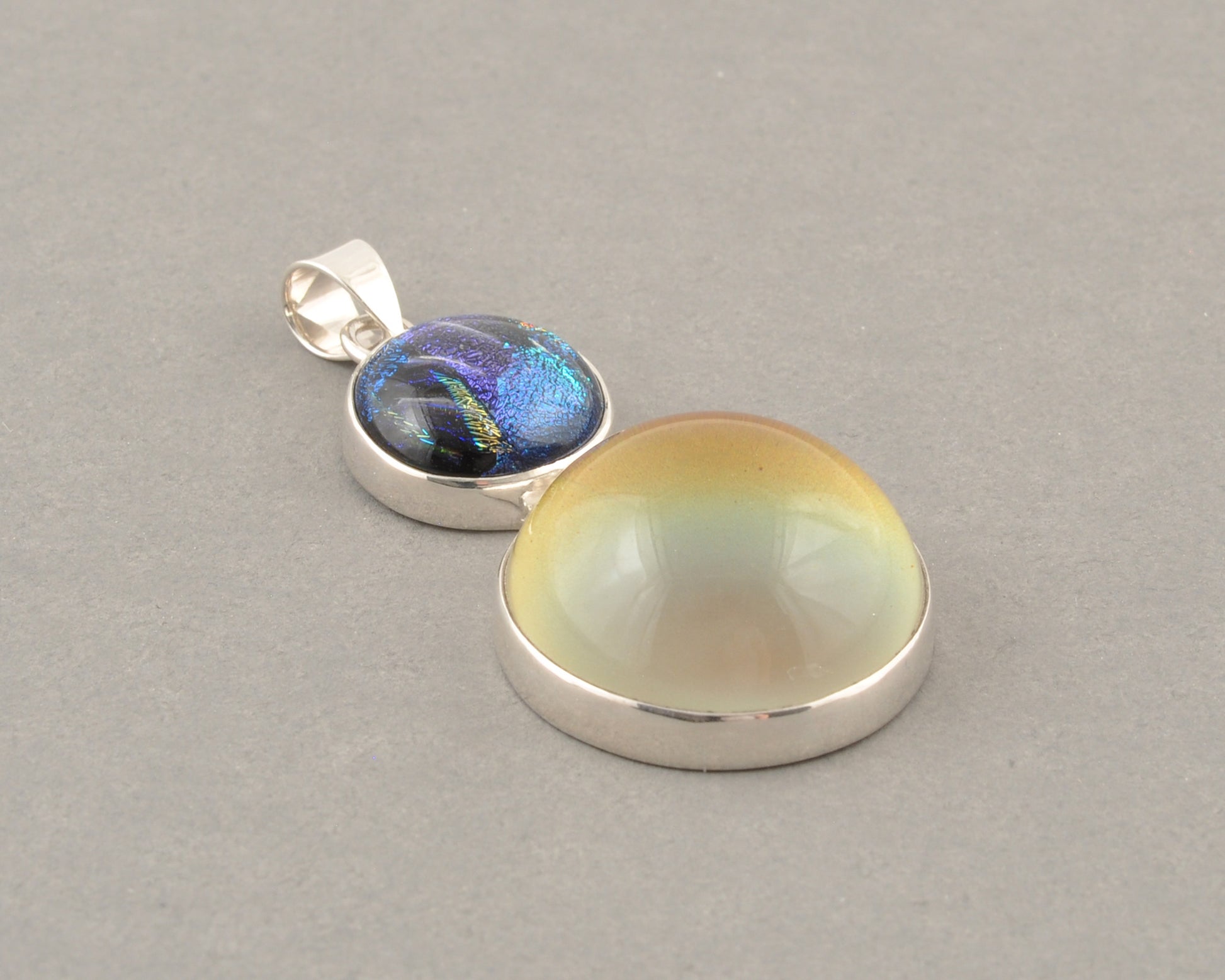 Mirage Dichroic Pendant #3–Sterling Silver Color-Changing Glass Pendant–25x39mm Mood Jewelry-One of A Kind
