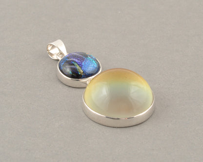 Mirage Dichroic Pendant #3–Sterling Silver Color-Changing Glass Pendant–25x39mm Mood Jewelry-One of A Kind