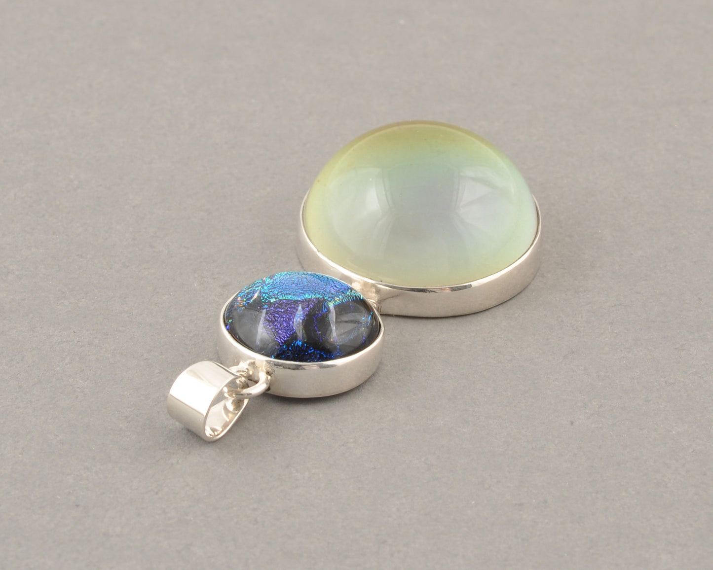 Mirage Dichroic Pendant #3–Sterling Silver Color-Changing Glass Pendant–25x39mm Mood Jewelry-One of A Kind