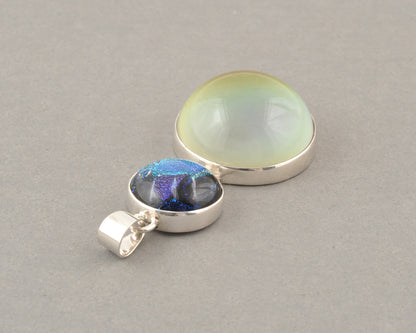 Mirage Dichroic Pendant #3–Sterling Silver Color-Changing Glass Pendant–25x39mm Mood Jewelry-One of A Kind