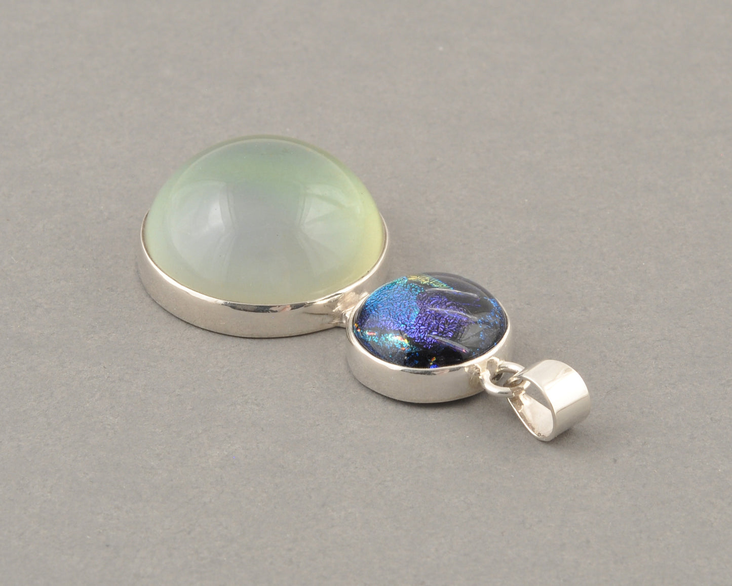 Mirage Dichroic Pendant #3–Sterling Silver Color-Changing Glass Pendant–25x39mm Mood Jewelry-One of A Kind
