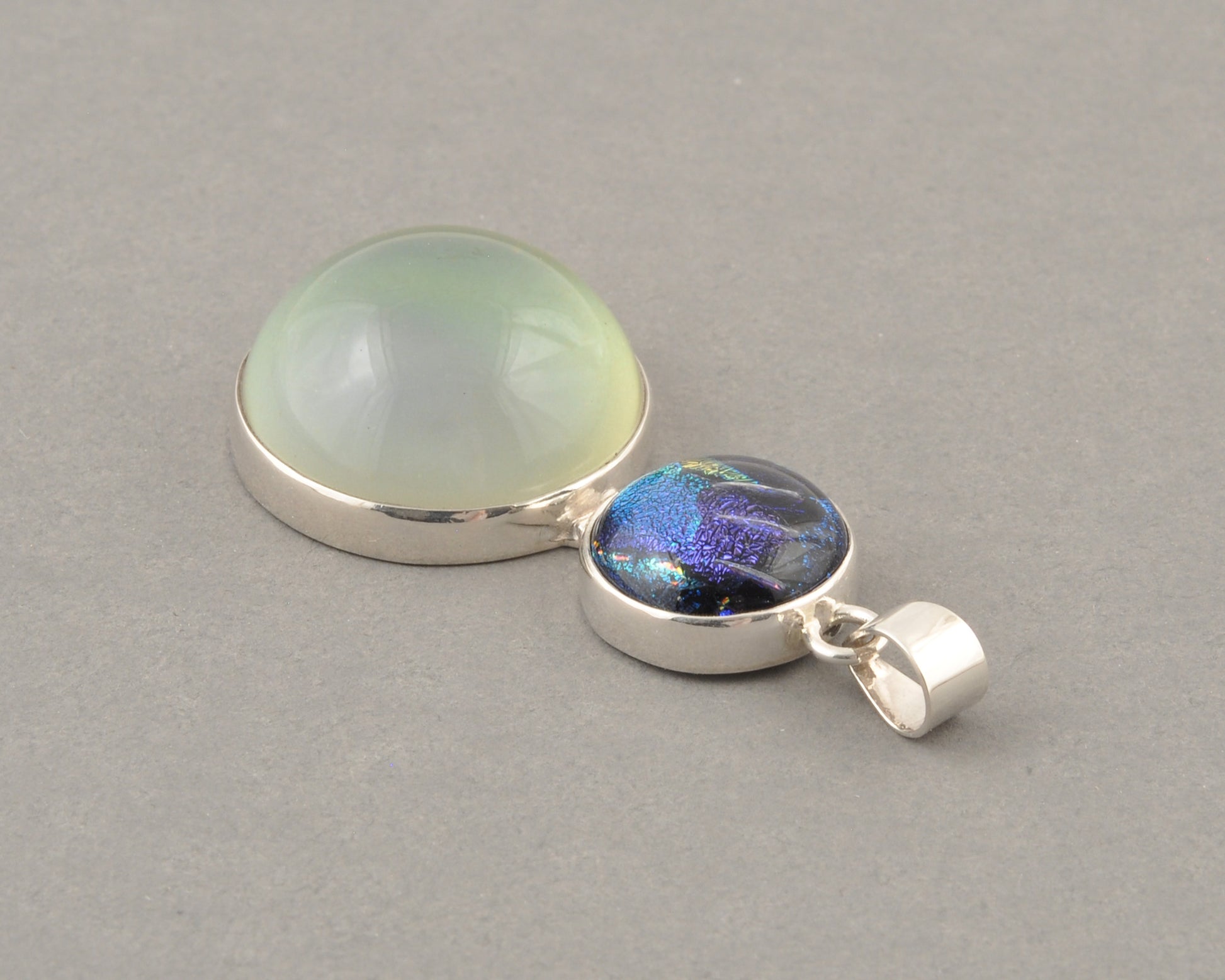 Mirage Dichroic Pendant #3–Sterling Silver Color-Changing Glass Pendant–25x39mm Mood Jewelry-One of A Kind