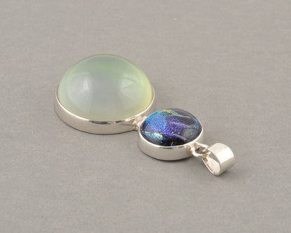 Mirage Dichroic Pendant #3–Sterling Silver Color-Changing Glass Pendant–25x39mm Mood Jewelry-One of A Kind
