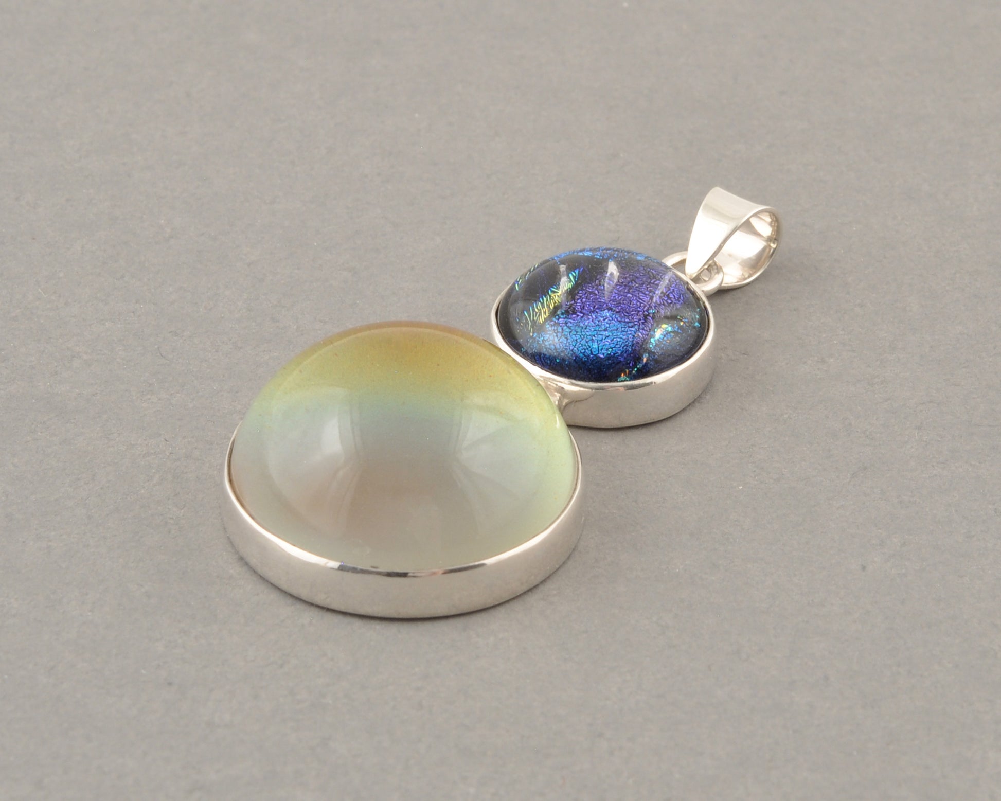 Mirage Dichroic Pendant #3–Sterling Silver Color-Changing Glass Pendant–25x39mm Mood Jewelry-One of A Kind