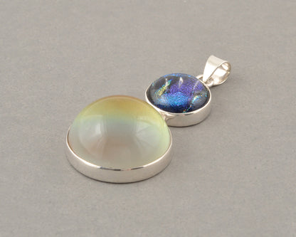 Mirage Dichroic Pendant #3–Sterling Silver Color-Changing Glass Pendant–25x39mm Mood Jewelry-One of A Kind