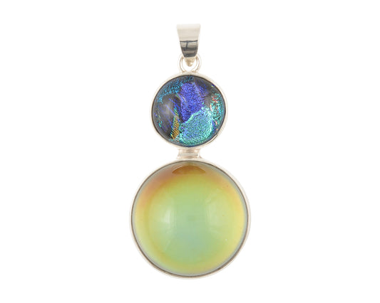 Mirage Dichroic Pendant #3–Sterling Silver Color-Changing Glass Pendant–25x39mm Mood Jewelry-One of A Kind