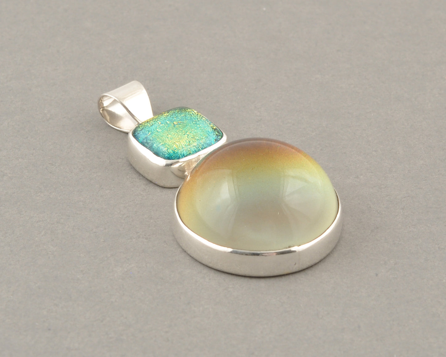 Mirage Dichroic Pendant #4–Sterling Silver Color-Changing Glass Pendant–25x39mm Mood Jewelry-One of A Kind