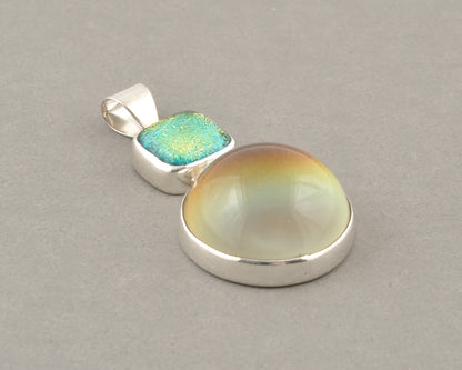 Mirage Dichroic Pendant #4–Sterling Silver Color-Changing Glass Pendant–25x39mm Mood Jewelry-One of A Kind