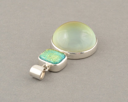 Mirage Dichroic Pendant #4–Sterling Silver Color-Changing Glass Pendant–25x39mm Mood Jewelry-One of A Kind