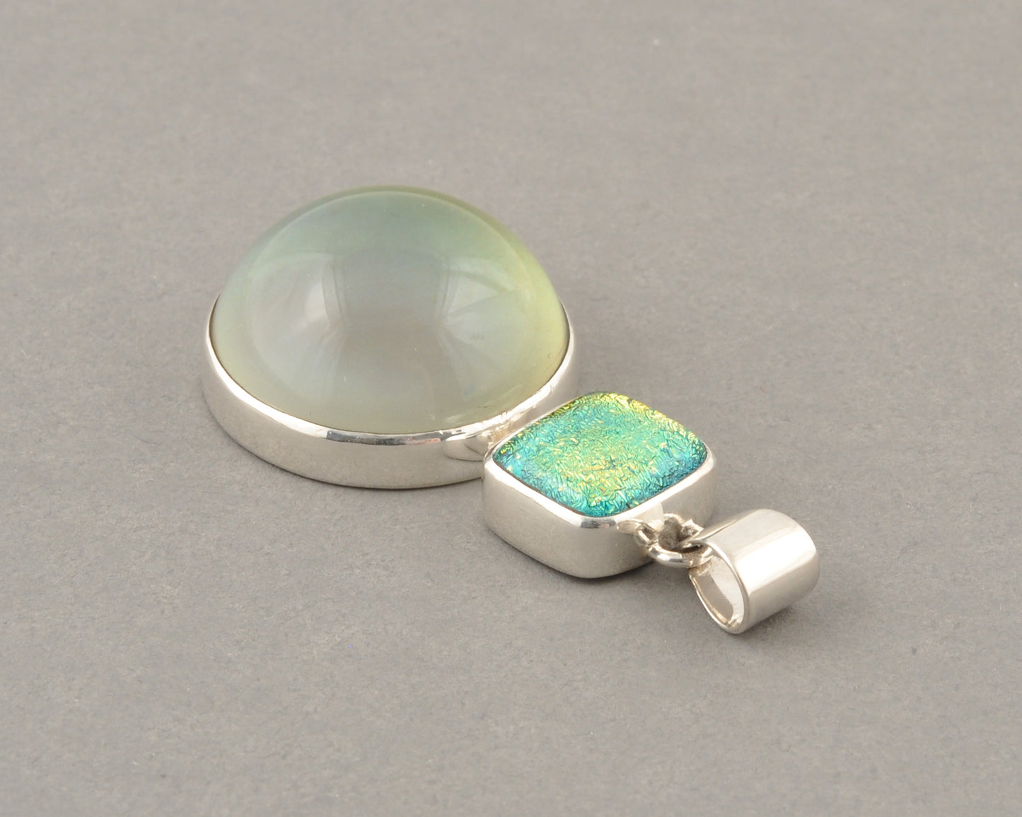 Mirage Dichroic Pendant #4–Sterling Silver Color-Changing Glass Pendant–25x39mm Mood Jewelry-One of A Kind