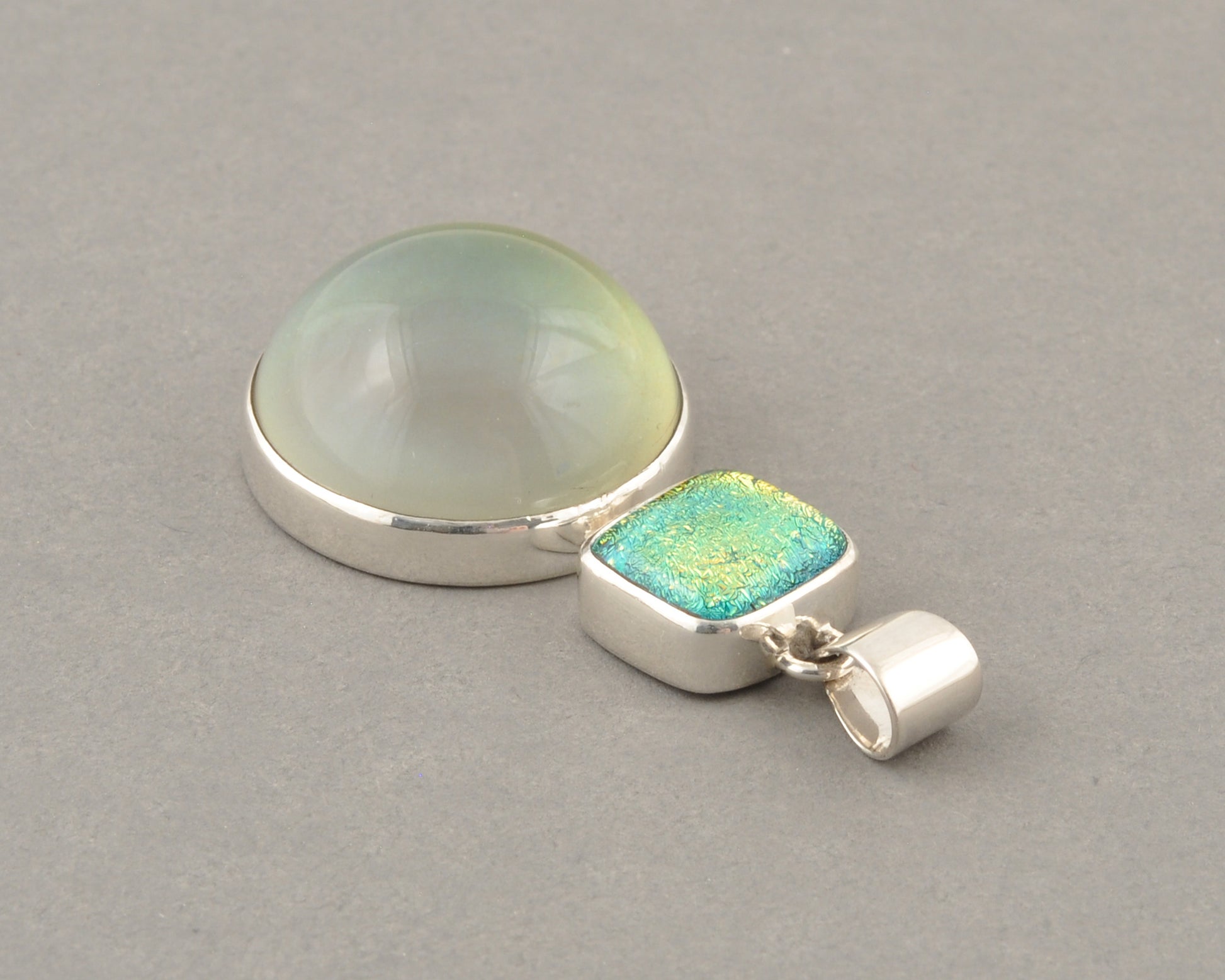 Mirage Dichroic Pendant #4–Sterling Silver Color-Changing Glass Pendant–25x39mm Mood Jewelry-One of A Kind