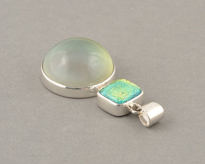Mirage Dichroic Pendant #4–Sterling Silver Color-Changing Glass Pendant–25x39mm Mood Jewelry-One of A Kind