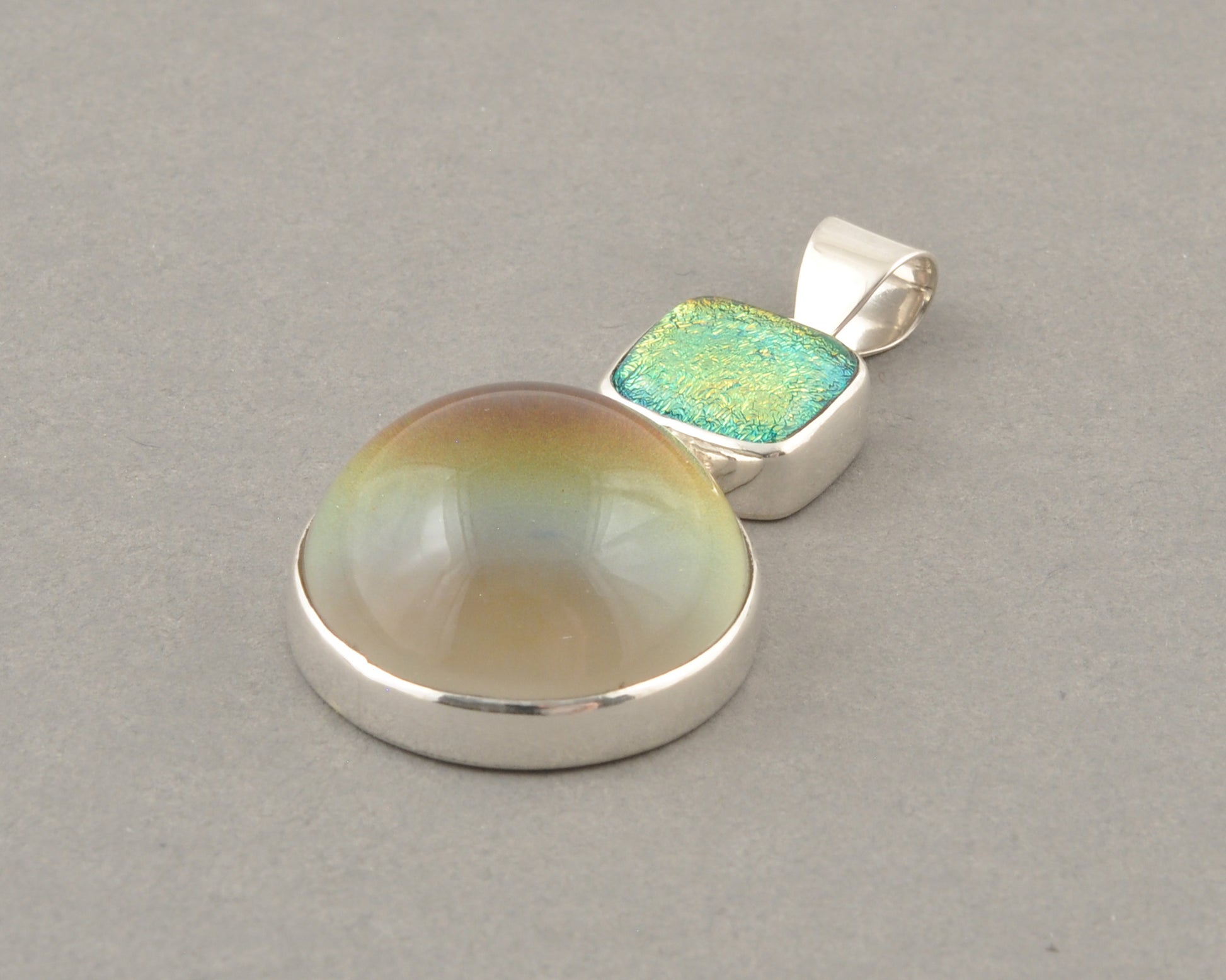 Mirage Dichroic Pendant #4–Sterling Silver Color-Changing Glass Pendant–25x39mm Mood Jewelry-One of A Kind
