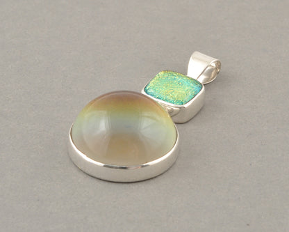 Mirage Dichroic Pendant #4–Sterling Silver Color-Changing Glass Pendant–25x39mm Mood Jewelry-One of A Kind