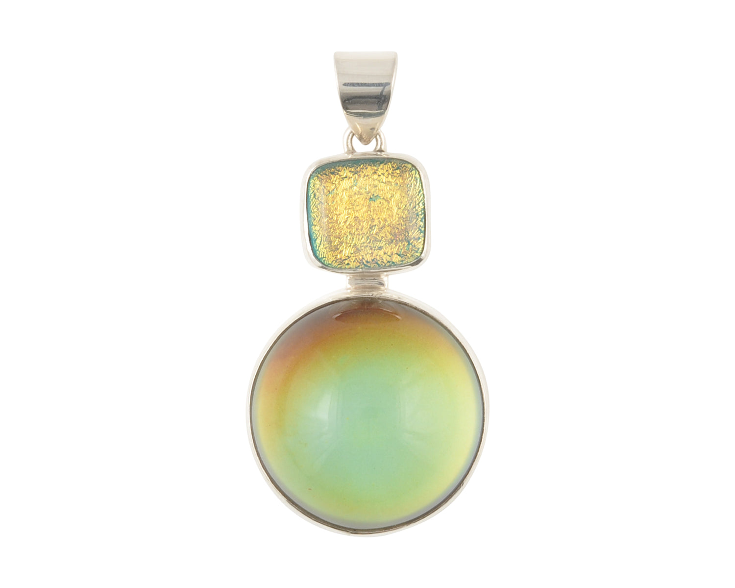 Mirage Dichroic Pendant #4–Sterling Silver Color-Changing Glass Pendant–25x39mm Mood Jewelry-One of A Kind