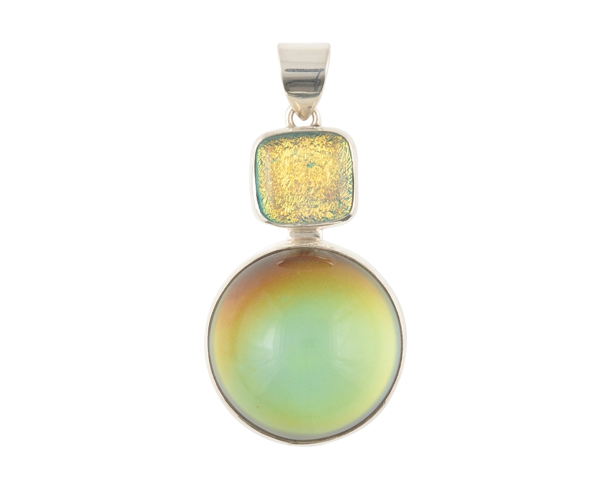 Mirage Dichroic Pendant #4–Sterling Silver Color-Changing Glass Pendant–25x39mm Mood Jewelry-One of A Kind