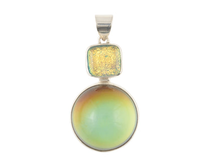 Mirage Dichroic Pendant #4–Sterling Silver Color-Changing Glass Pendant–25x39mm Mood Jewelry-One of A Kind