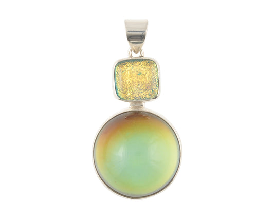 Mirage Dichroic Pendant #4–Sterling Silver Color-Changing Glass Pendant–25x39mm Mood Jewelry-One of A Kind