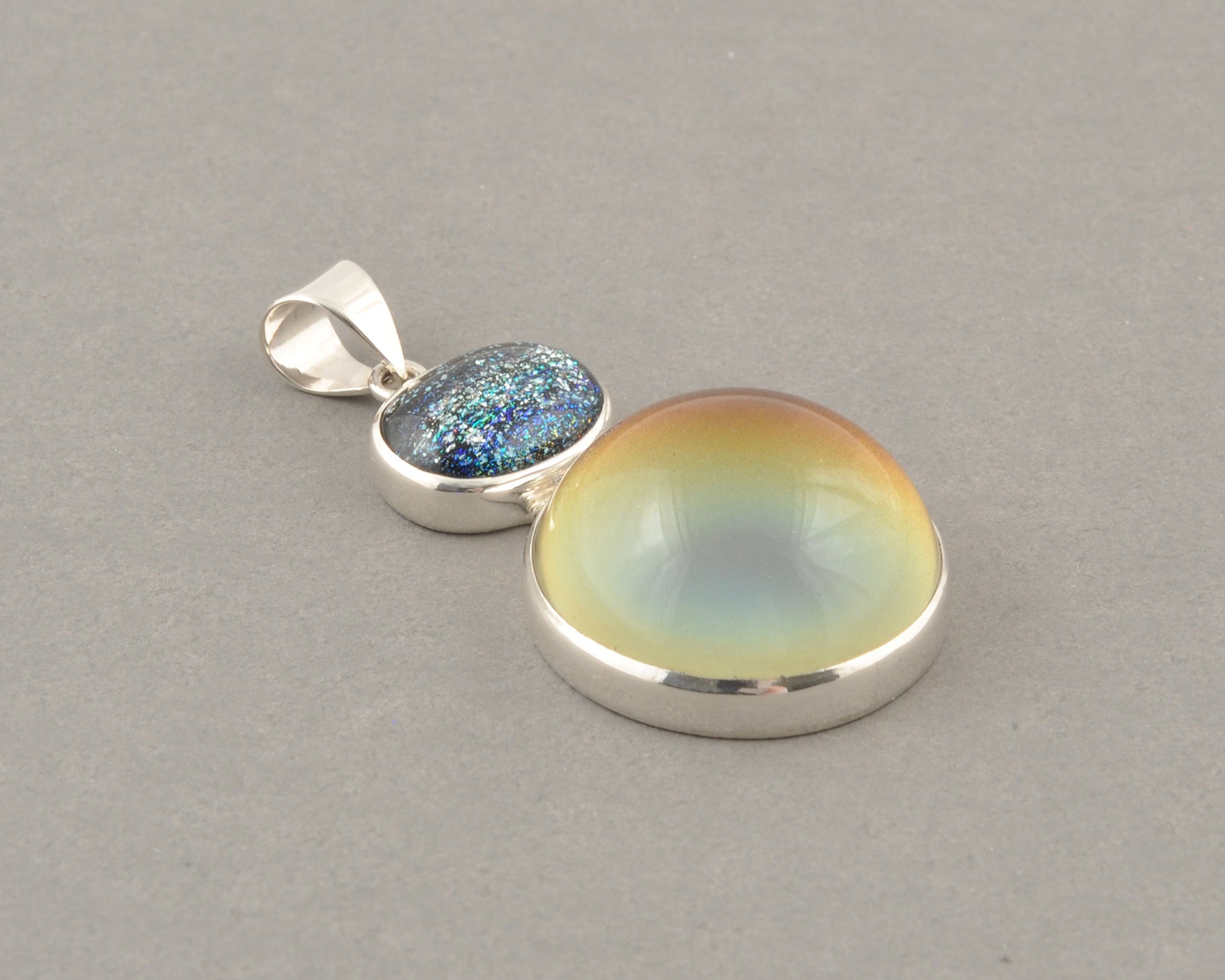 Mirage Dichroic Pendant #5–Sterling Silver Color-Changing Glass Pendant–25x39mm Mood Jewelry-One of A Kind