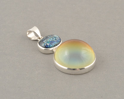 Mirage Dichroic Pendant #5–Sterling Silver Color-Changing Glass Pendant–25x39mm Mood Jewelry-One of A Kind