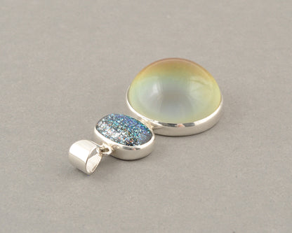 Mirage Dichroic Pendant #5–Sterling Silver Color-Changing Glass Pendant–25x39mm Mood Jewelry-One of A Kind