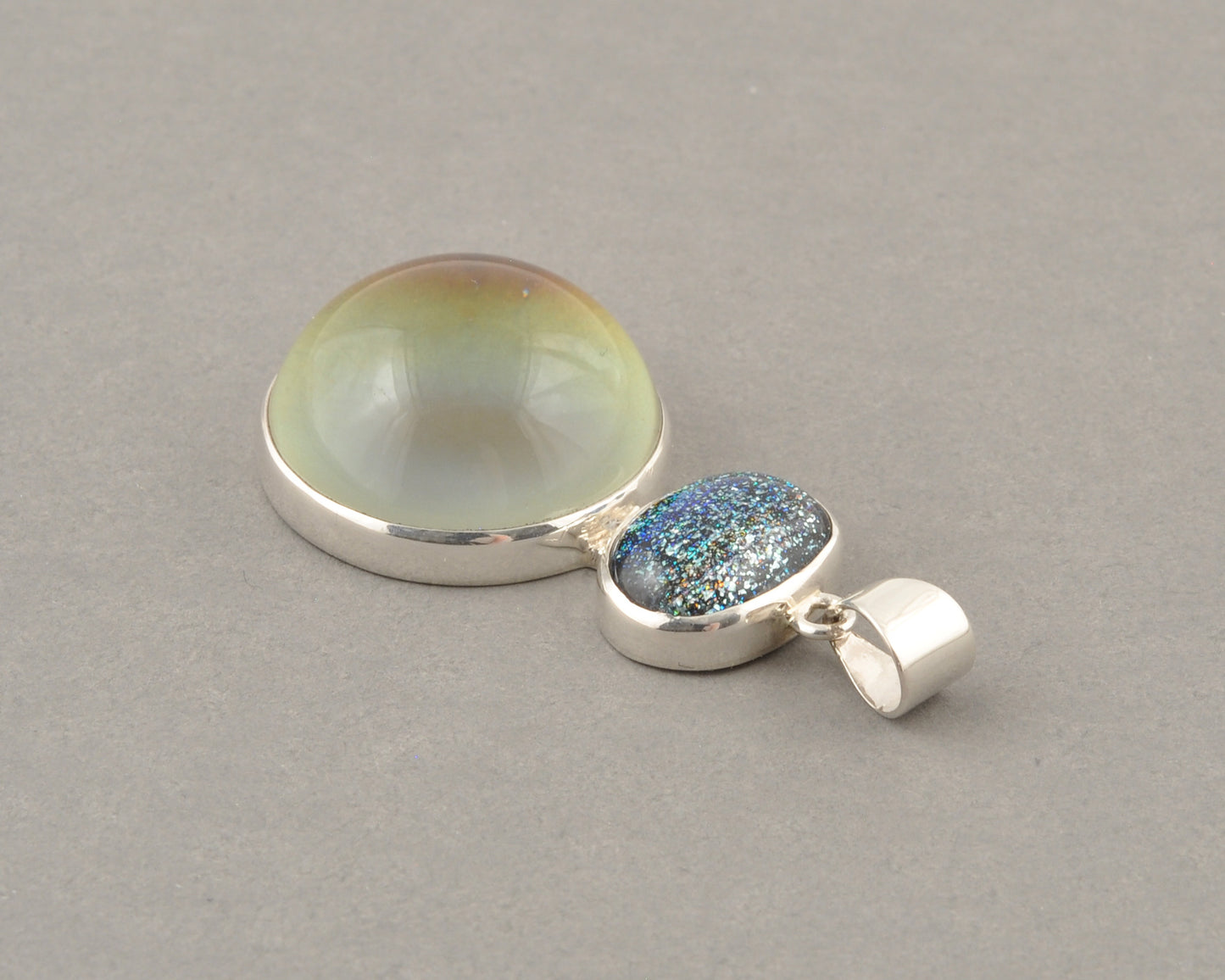 Mirage Dichroic Pendant #5–Sterling Silver Color-Changing Glass Pendant–25x39mm Mood Jewelry-One of A Kind