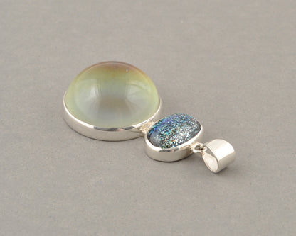 Mirage Dichroic Pendant #5–Sterling Silver Color-Changing Glass Pendant–25x39mm Mood Jewelry-One of A Kind