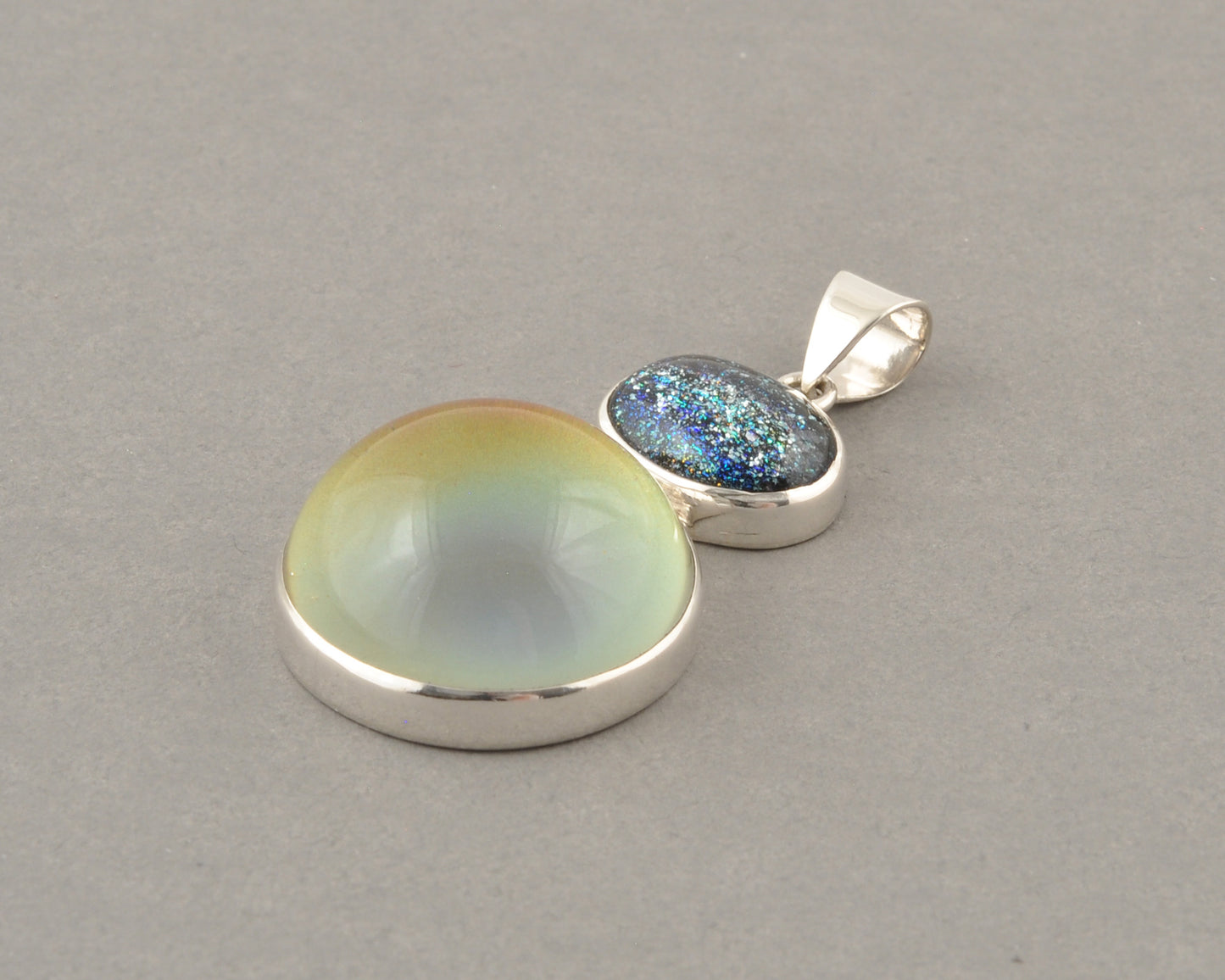 Mirage Dichroic Pendant #5–Sterling Silver Color-Changing Glass Pendant–25x39mm Mood Jewelry-One of A Kind