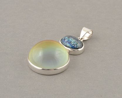 Mirage Dichroic Pendant #5–Sterling Silver Color-Changing Glass Pendant–25x39mm Mood Jewelry-One of A Kind