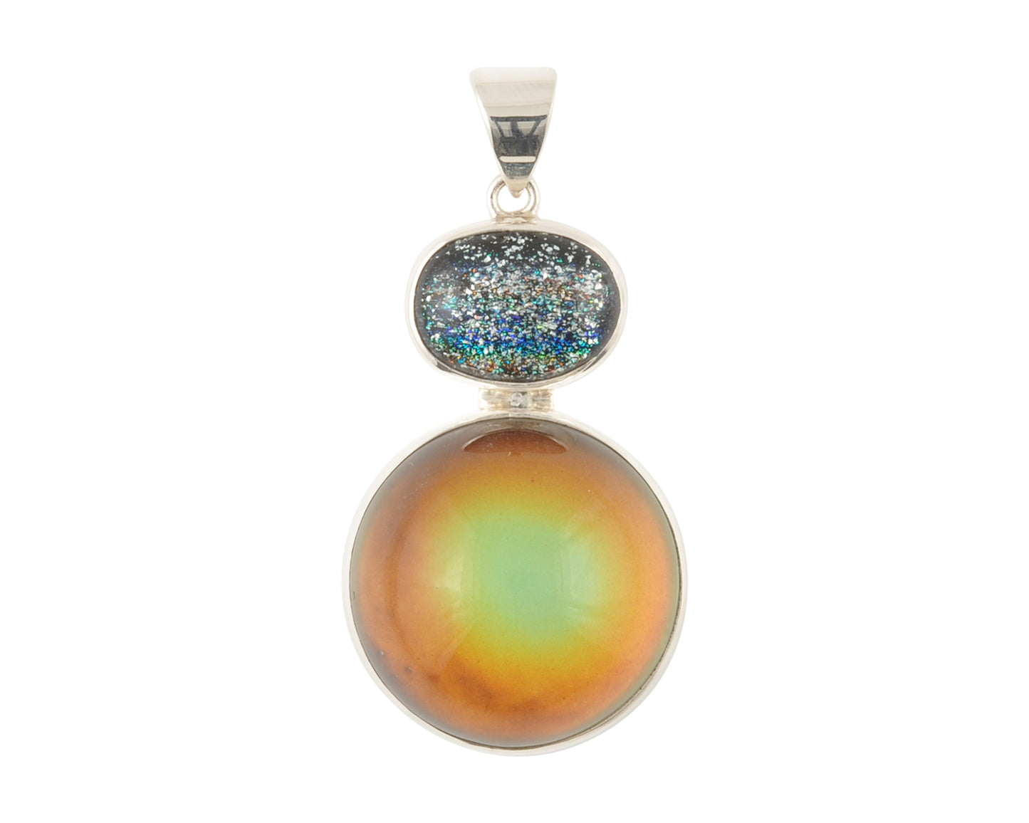 Mirage Dichroic Pendant #5–Sterling Silver Color-Changing Glass Pendant–25x39mm Mood Jewelry-One of A Kind