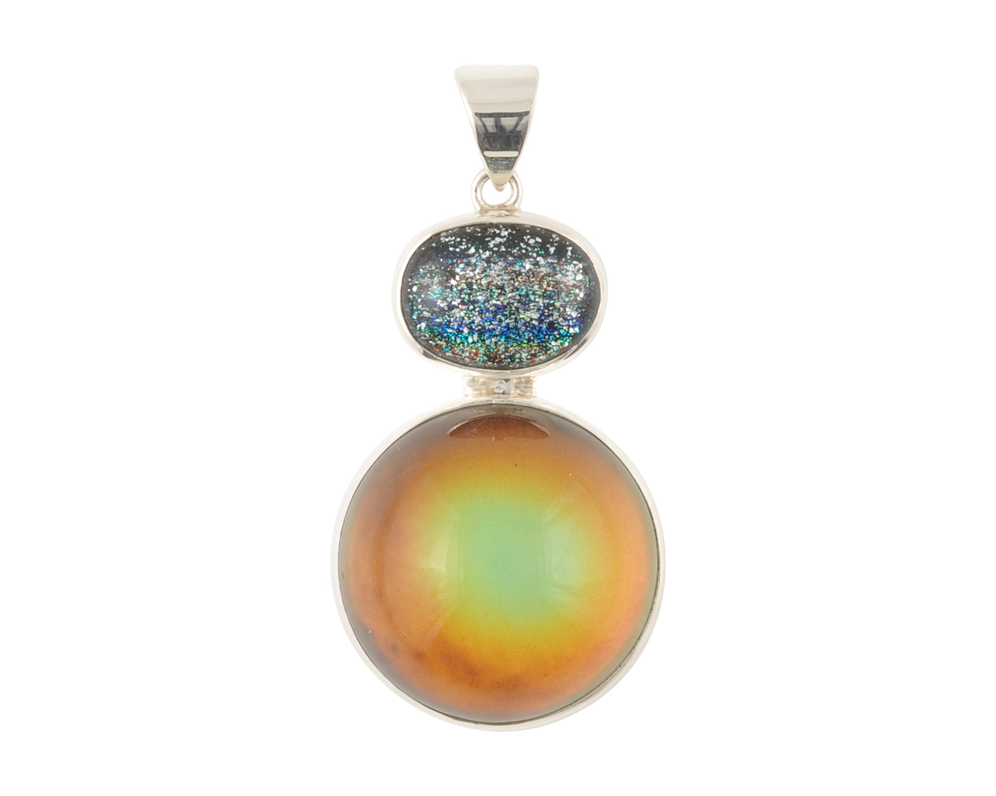 Mirage Dichroic Pendant #5–Sterling Silver Color-Changing Glass Pendant–25x39mm Mood Jewelry-One of A Kind