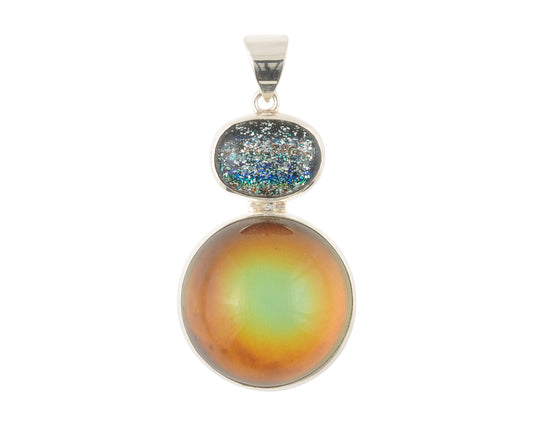 Mirage Dichroic Pendant #5–Sterling Silver Color-Changing Glass Pendant–25x39mm Mood Jewelry-One of A Kind