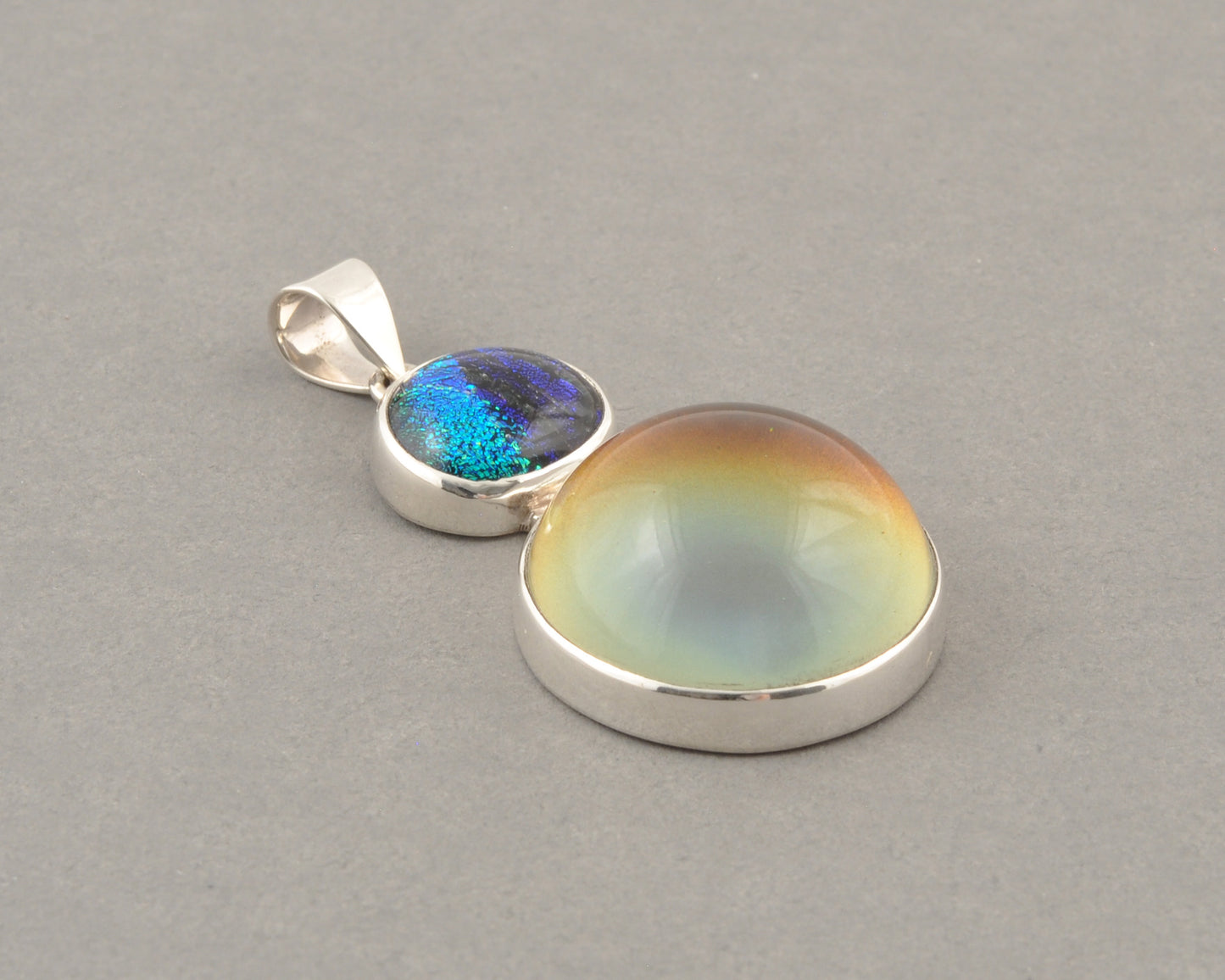 Mirage Dichroic Pendant #6–Sterling Silver Color-Changing Glass Pendant–25x39mm Mood Jewelry-One of A Kind