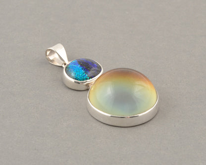 Mirage Dichroic Pendant #6–Sterling Silver Color-Changing Glass Pendant–25x39mm Mood Jewelry-One of A Kind
