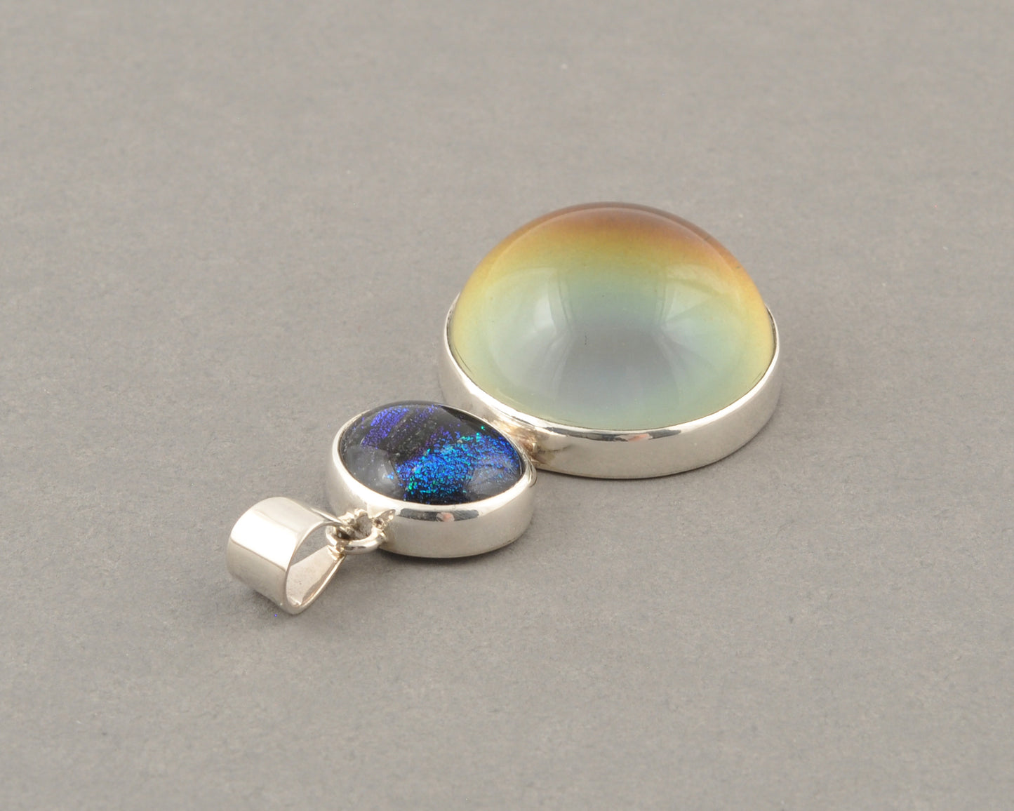 Mirage Dichroic Pendant #6–Sterling Silver Color-Changing Glass Pendant–25x39mm Mood Jewelry-One of A Kind