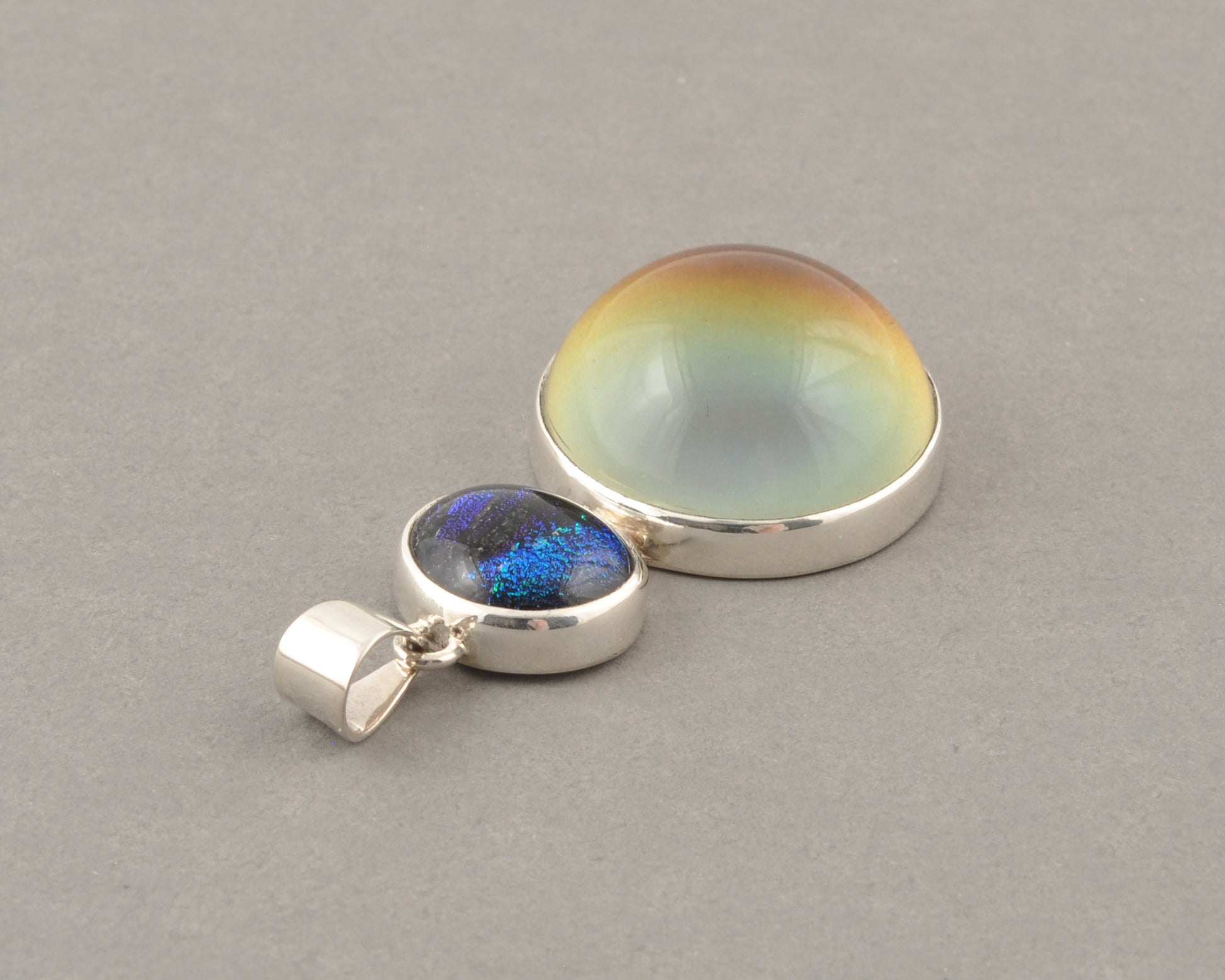 Mirage Dichroic Pendant #6–Sterling Silver Color-Changing Glass Pendant–25x39mm Mood Jewelry-One of A Kind