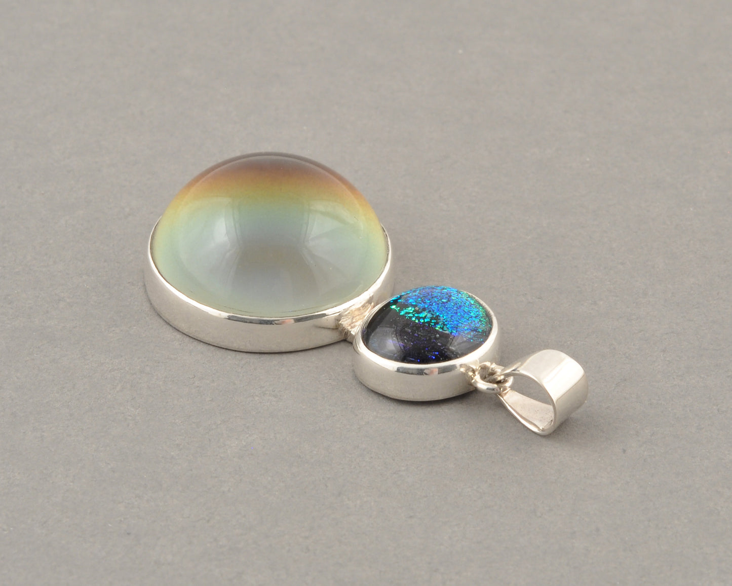 Mirage Dichroic Pendant #6–Sterling Silver Color-Changing Glass Pendant–25x39mm Mood Jewelry-One of A Kind