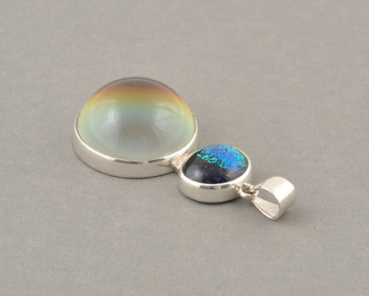 Mirage Dichroic Pendant #6–Sterling Silver Color-Changing Glass Pendant–25x39mm Mood Jewelry-One of A Kind