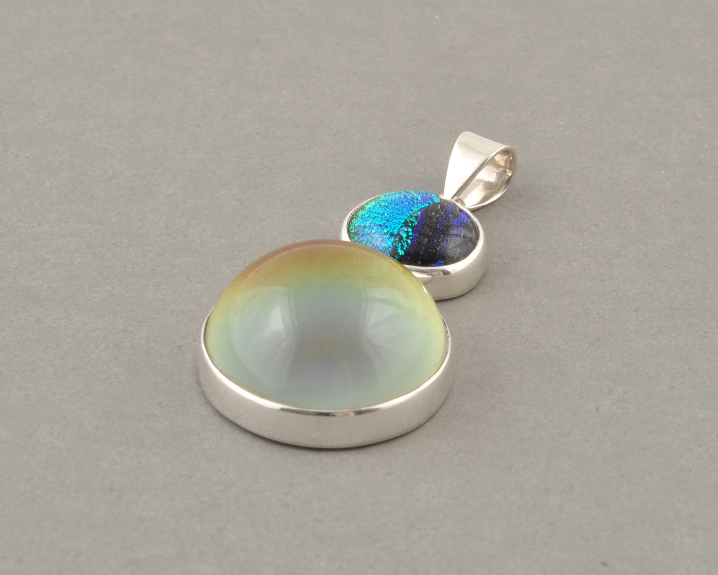Mirage Dichroic Pendant #6–Sterling Silver Color-Changing Glass Pendant–25x39mm Mood Jewelry-One of A Kind