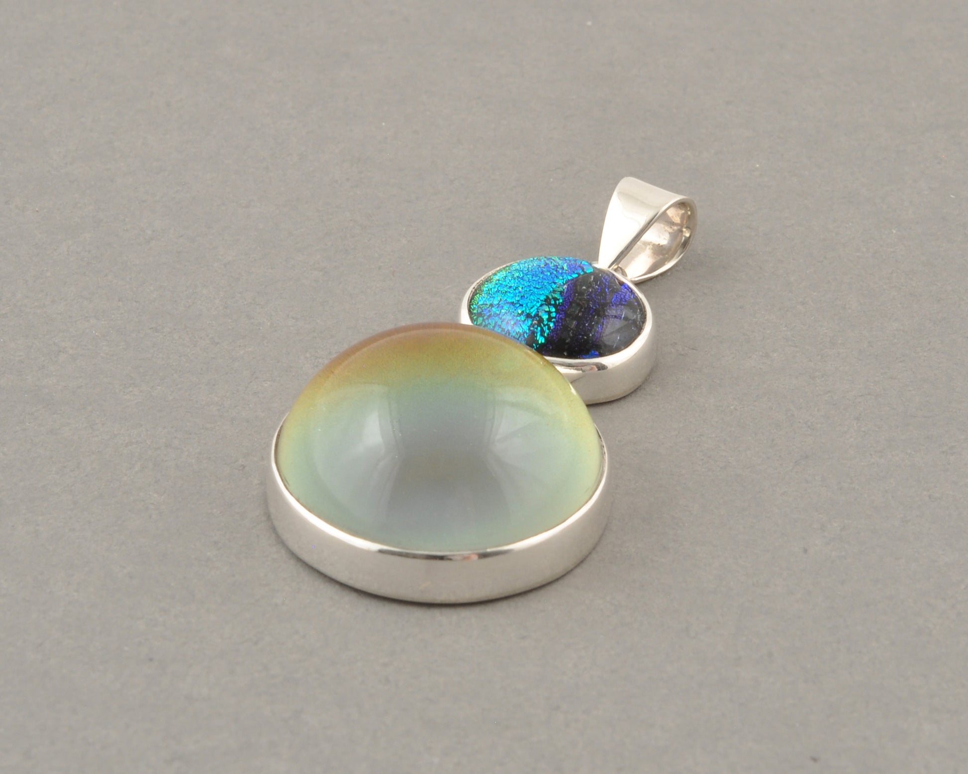 Mirage Dichroic Pendant #6–Sterling Silver Color-Changing Glass Pendant–25x39mm Mood Jewelry-One of A Kind