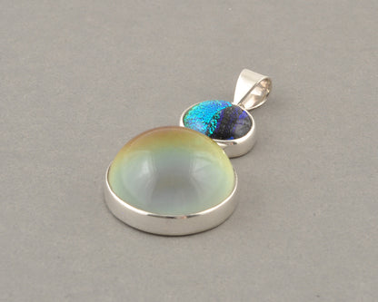Mirage Dichroic Pendant #6–Sterling Silver Color-Changing Glass Pendant–25x39mm Mood Jewelry-One of A Kind