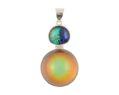 Mirage Dichroic Pendant #6–Sterling Silver Color-Changing Glass Pendant–25x39mm Mood Jewelry-One of A Kind