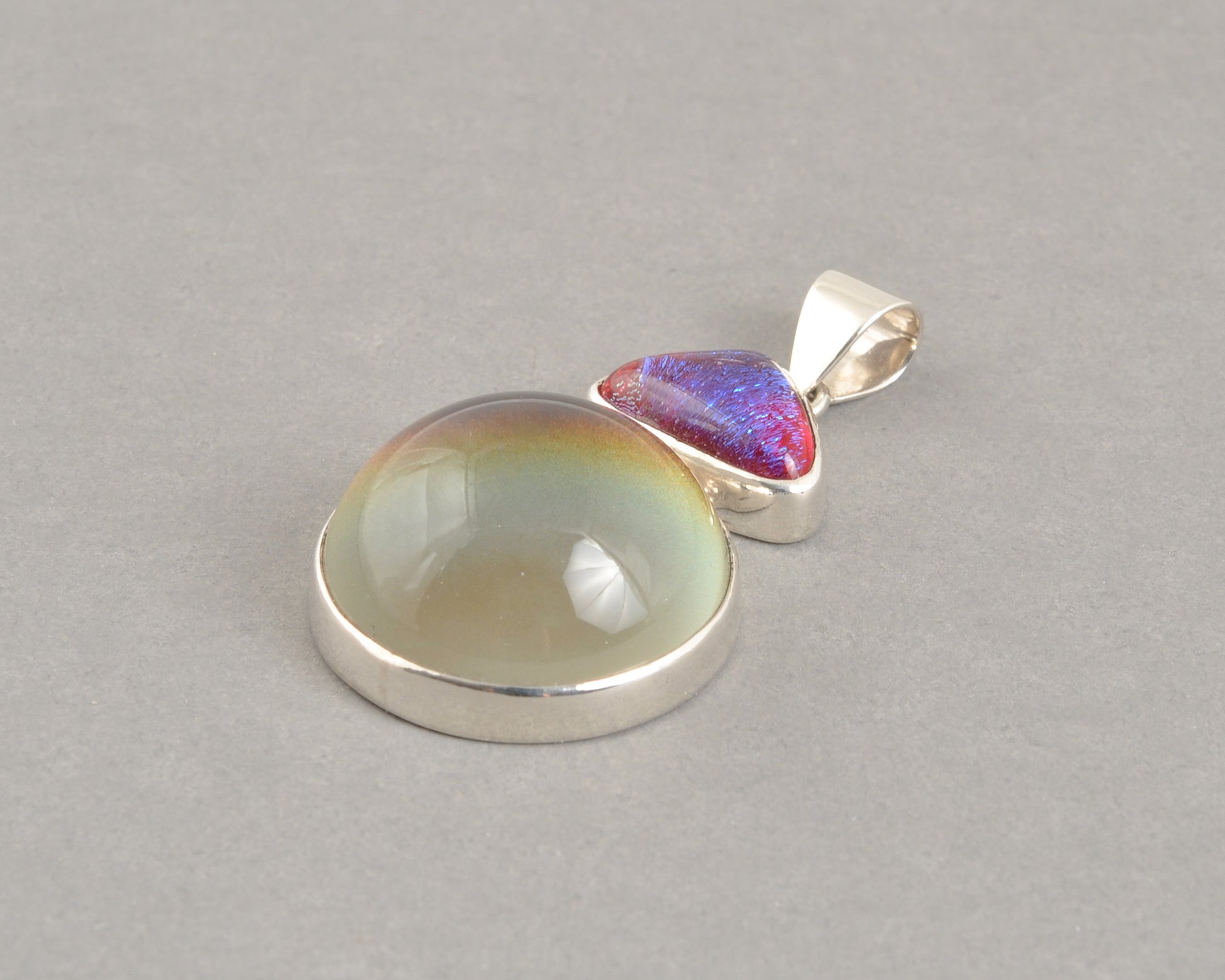 Mirage Dichroic Pendant #7–Sterling Silver Color-Changing Glass Pendant–25x39mm Mood Jewelry-One of A Kind