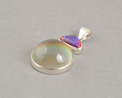 Mirage Dichroic Pendant #7–Sterling Silver Color-Changing Glass Pendant–25x39mm Mood Jewelry-One of A Kind