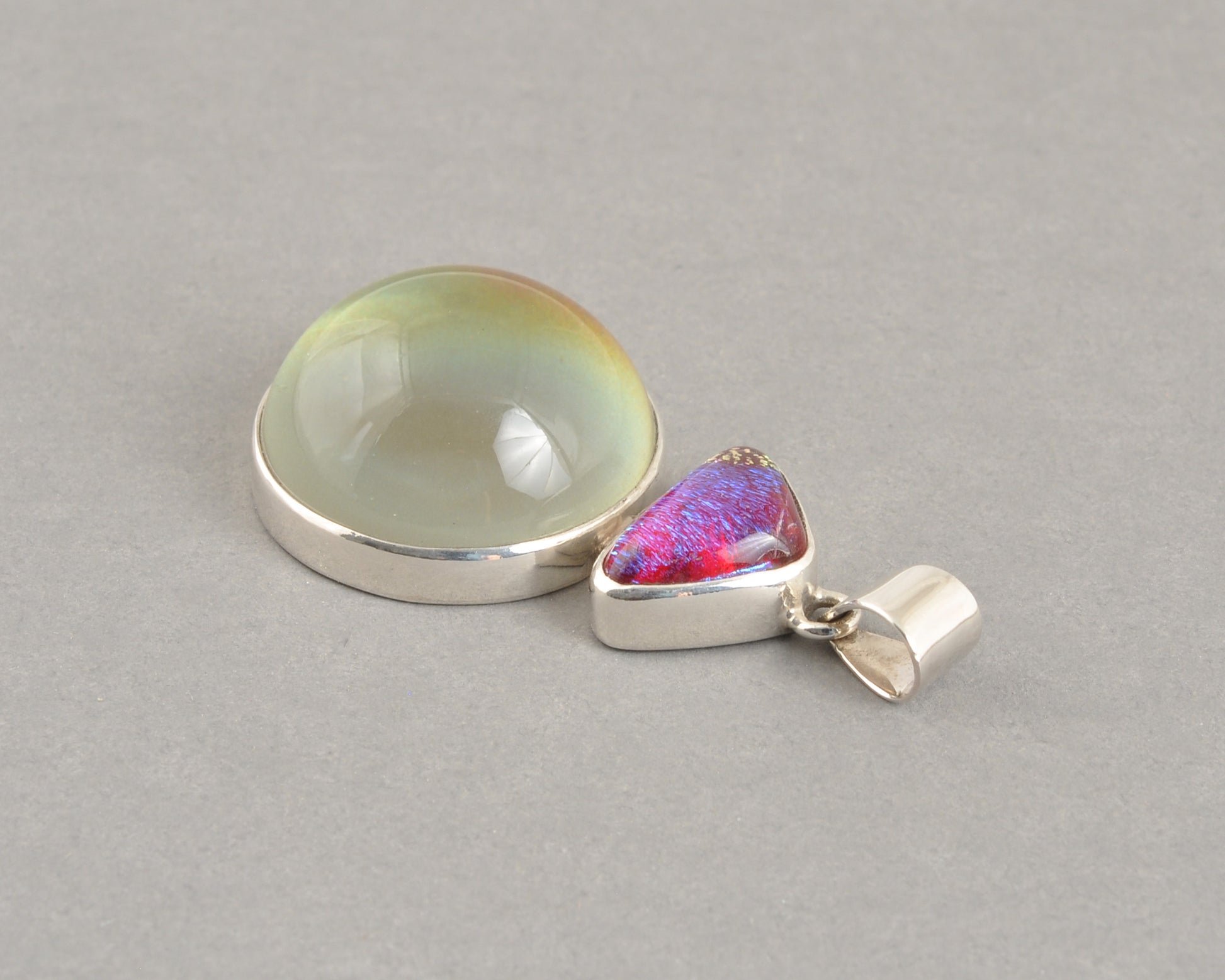 Mirage Dichroic Pendant #7–Sterling Silver Color-Changing Glass Pendant–25x39mm Mood Jewelry-One of A Kind