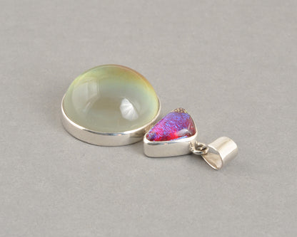 Mirage Dichroic Pendant #7–Sterling Silver Color-Changing Glass Pendant–25x39mm Mood Jewelry-One of A Kind